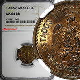 MEXICO Bronze 1906 Mo 1 Centavo GRADED NGC MS64 RB KM# 415