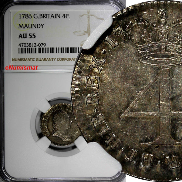 Great Britain George III Silver 1786 4 Pence NGC AU55 Toned KM# 596.1 (079)