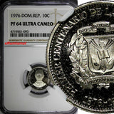 DOMINICAN REPUBLIC PROOF 1976 10 Centavos NGC PF64 ULTRA CAMEO Mint-5,000 KM# 42