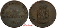Denmark Frederik VI Copper 1814 16 Skilling 1 YEAR TYPE Token Coinage KM# Tn3