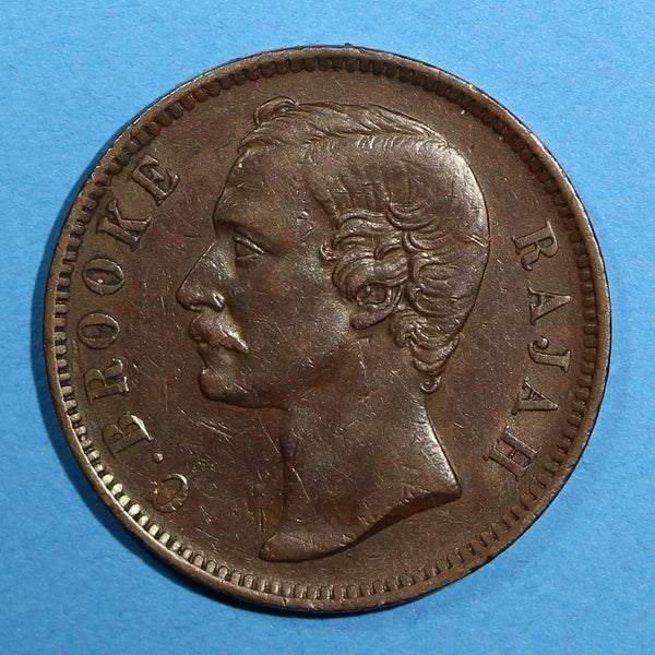 SARAWAK Copper Charles J. Brooke 1889 - H  1 Cent  XF CONDITION KM# 6
