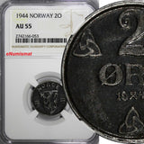 Norway Haakon VII Iron 1944 2 Ore NGC AU55 WWII Issue KM# 394