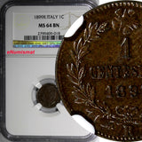 Italy Umberto I Copper 1899 R 1 Centesimo NGC MS64 BN KM# 29