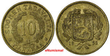 Finland Aluminum-Bronze 1932-S 10 Markkaa  XF Condition  KM# 32A