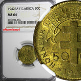 French Equatorial Africa 1942 SA 50 Centimes NGC MS64 1 YEAR TYPE KM# 1 (096)