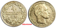 Denmark Christian IX Silver 1871 CS 4 Skilling Rigsmont aXF Condition KM# 775.2
