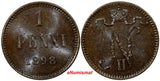 Finland Nicholas II Copper 1898 1 Penni aUnc Choice Details KM# 13
