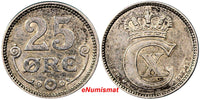 Denmark Christian X Silver 1919 (h) HCN; GJ 25 Ore 1 YEAR TYPE KM# 815.2