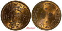 Macau Bronze 1952 10 Avos 1 YEAR TYPE RED TONING  UNC. KM# 2