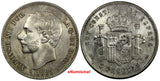 Spain Alfonso XII Silver 1885 (85) MS-M 5 Pesetas Weight: 25.0 g XF KM# 688