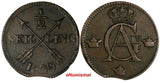 SWEDEN Gustav IV Adolf Copper 1809 1/2 Skilling Stockholm Mint  KM# 565