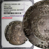 SWEDEN Gustaf III Silver 1781/79 Riksdaler NGC AU DET. OVERDATE Dav-1736,KM# 527
