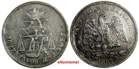 Mexico SECOND REPUB.Silver 1887 ZS Z 50 Centavos Zacatecas Mint-63,000 KM# 407.8