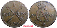 SWEDEN 1802  1 SKILLING OVERSTRUCK ON 2 ORE S.M. 1758 / FULL DATE  KM#566 (2354)