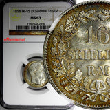 Denmark Frederik VII Silver 1858 FK-VS 16 Skilling Rigsmont NGC MS63  KM# 765