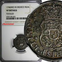 Mexico SPANISH COLONY Philip V Silver 1746 Mo M 1 Real NGC VF DETAILS KM# 75.2