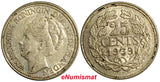 Netherlands Wilhelmina I Silver 1939  25 Cents  19mm  KM# 164