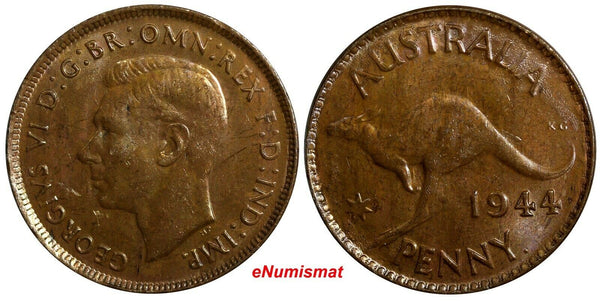 Australia George VI Bronze 1944 1 Penny  KM# 36