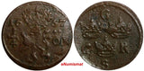 Sweden Charles X Gustav Copper 1657 1/4 Ore C.R.S SCARCE KM# 211(14191)