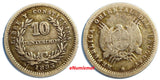 URUGUAY Silver 1893 No Mint Mark 10 Centesimos RARE  KM# 14