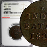 Netherlands East Indies HOLLAND 1804 1 Duit NGC AU55 BN TOP GRADED COIN KM# 76