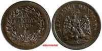 Mexico SECOND REPUBLIC Copper 1886 Mo 1 Centavo  KM# 391.6