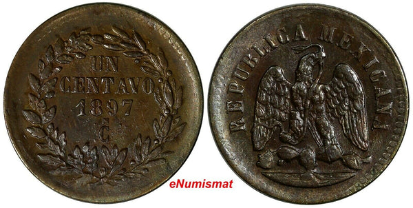 MEXICO 1897 CN 1 Centavo Small "N" Mintage-300,000 Culiacan Mint KM#391.1(14526)