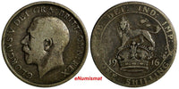 Great Britain George V (1910-1936) Silver 1916 1 Shilling KM#816 (14 550)