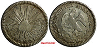 Mexico FIRST REPUBLIC Silver 1857 Zs MO 1 Real Zacatecas Mint KM# 372.10 (14 390