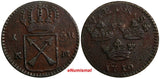 Sweden Ulrika Eleonora 1719 1 Ore OVERSTRUCK 1 Daler SM 1718 Lozenged Edge