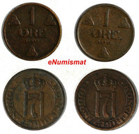 Norway Haakon VII Bronze LOT OF 2 COINS 1912 1 Ore SCARCE  KM# 367