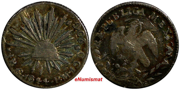 MEXICO Silver 1844 Go PM 1/2 Real Guanajuato Mint Small Eagle  KM# 370.7
