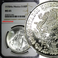 Mexico ESTADOS UNIDOS MEXICANOS Silver 1978 Mo 100 Pesos NGC MS65 GEM KM# 483.2