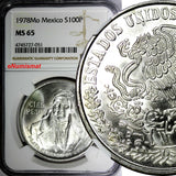 Mexico ESTADOS UNIDOS MEXICANOS Silver 1978 Mo 100 Pesos NGC MS65 GEM KM# 483.2