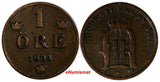 SWEDEN Oscar II 1894 1 Ore Mintage-590,000 Large Letters RARE DATE KM#750 (14709