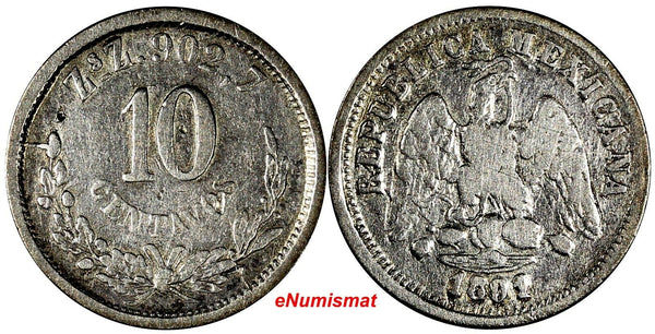 Mexico SECOND REP. 1891/89  ZS Z 10 Centavos Zacatecas RARE OVERDATE KM# 403.10
