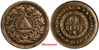 HONDURAS Bronze 1893/81 1 Centavo UNLISTED OVERDATE ERROR REPLBLICA SCARCE KM 61