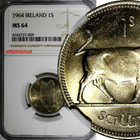 Ireland Republic Copper-Nickel 1964 1 Shilling Bull NGC MS64 Toned KM# 14a