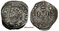 Italian States SICILY Filippo III Silver 1610 D C 3 Tari (27mm ;7,78 g.) KM# 10