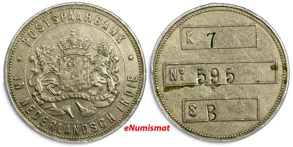 NETHERLANDS EAST INDIES Post Office Savings Bank (Postspaarbank) Token 30mm