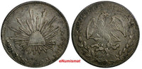 Mexico FIRST REPUBLIC Silver 1853/2 Zs OM 4 Reales OVERDATE Zacatecas KM# 375.9