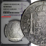 Mexico Charles III Silver 1784 MO FM 8 Reales NGC AU DETAILS LAST YEAR KM# 106.2