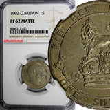 Great Britain Edward VII Silver Matte Proof 1902 1 Shilling NGC PF62 MATTE KM800