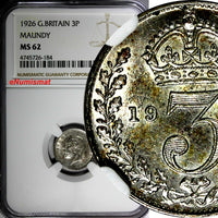 GREAT BRITAIN George V Silver 1926 3 Pence Maundy NGC MS62 KEY DATE KM# 813a
