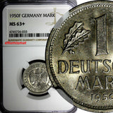 Germany-Federal Republic 1950 F 1 Mark NGC MS63+ "PLUS" Stuttgart Mint KM#110/33