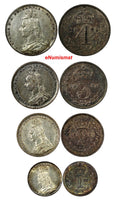 Great Britain Victoria Four 4 Coin 1889 Maundy Set XF/UNC Condition MDS144