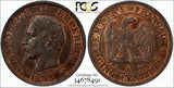France Napoleon III Bronze 1853 A 5 Centimes PCGS MS63 BN 1GRADED HIGHER KM777.1