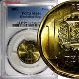 Dominican Republic 2008 1 Peso PCGS MS64 Juan Pablo Duarte y Diez KM# 80