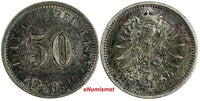 Germany - Empire Silver 1875 J 50 Pfennig Hamburg Rainbow Toned KM# 6(14 852)