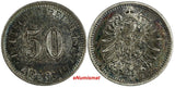 Germany - Empire Silver 1875 J 50 Pfennig Hamburg Rainbow Toned KM# 6